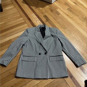 Zara Black and White Gingham Blazer size:S